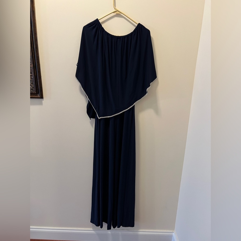 Navy Blue Off-Shoulder Jumpsuit - Picture 3 of 6